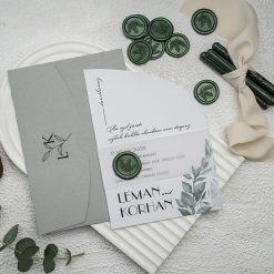 Faire Part Mariage Vert Sceau de Cire Botanique