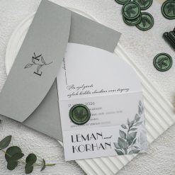 Faire Part Mariage Vert Sceau de Cire Botanique