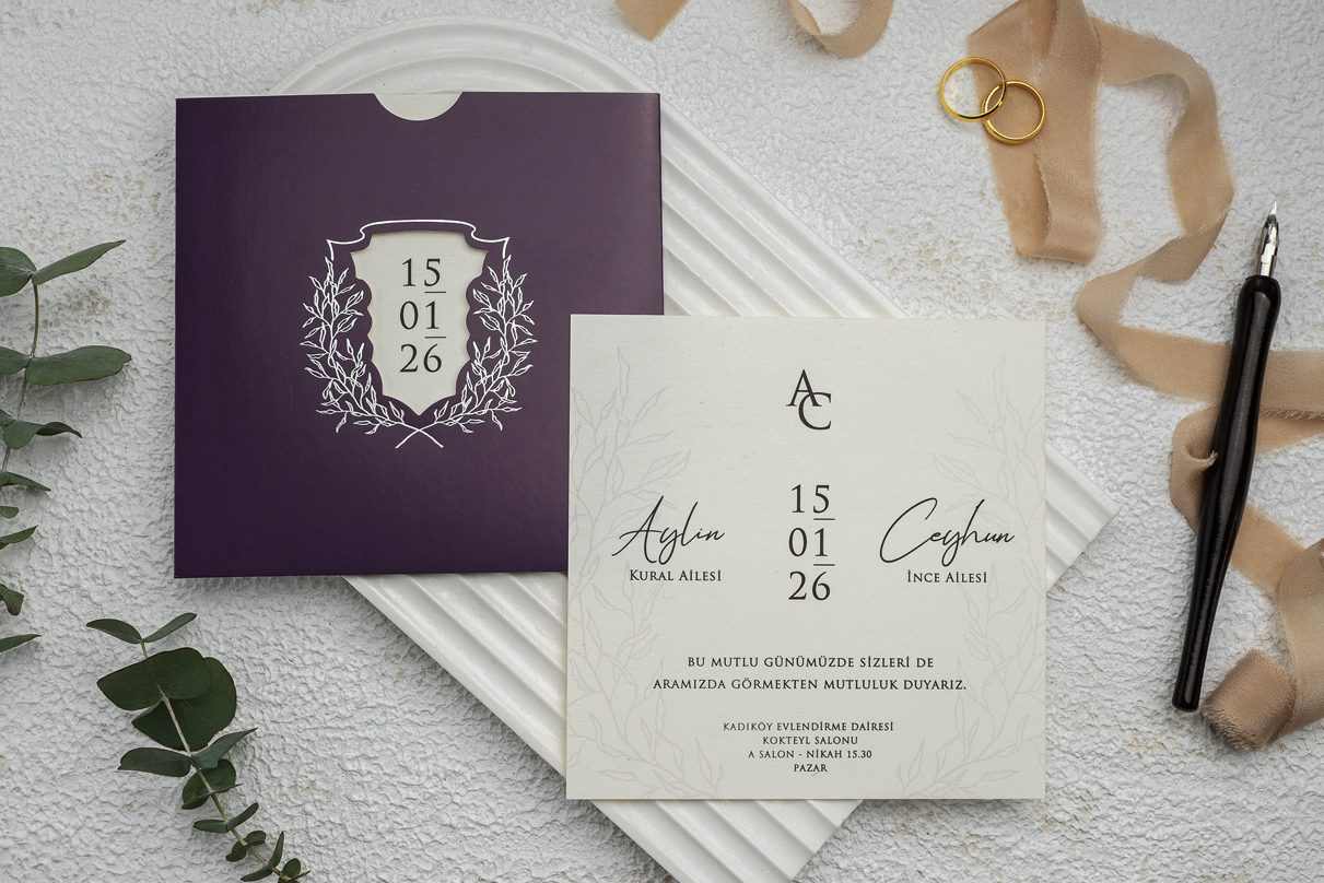 Faire Part Mariage Violet Majestueux