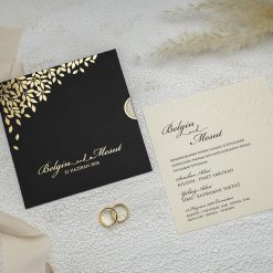 Faire Part Mariage avec Feuillage Doré