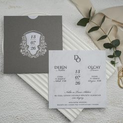 Faire Part Mariage avec Ornements Argentés