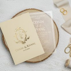 Faire Part Mariage Acrylique Beige