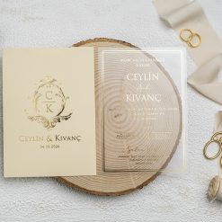 Faire Part Mariage Acrylique Beige