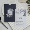 Faire Part Mariage Bleu Finition Argentée