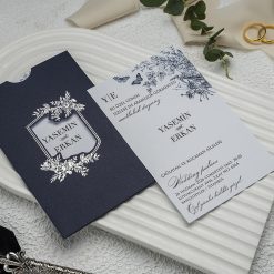 Faire Part Mariage Bleu Finition Argentée