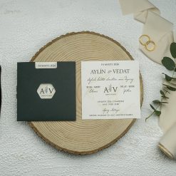 Faire Part Mariage Enveloppe Verte Ouverture Hexagone