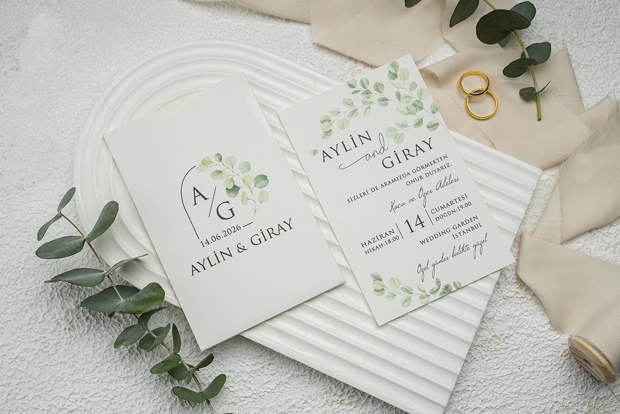 Faire Part Mariage Feuille Eucalyptus