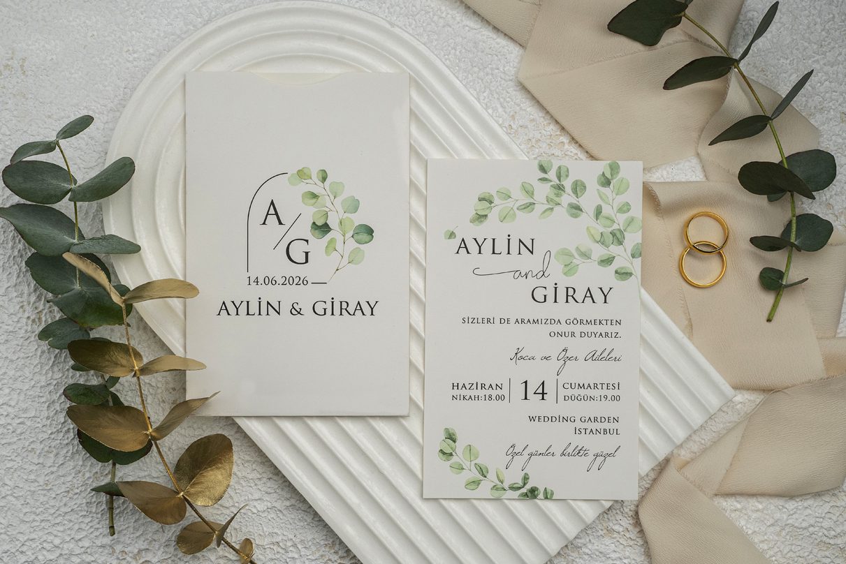 Faire Part Mariage Feuille Eucalyptus