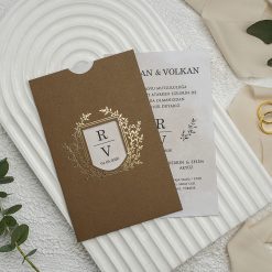 Faire Part Mariage Kraft Finition Dorée