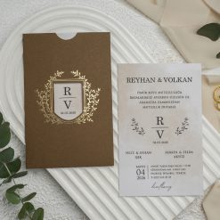 Faire Part Mariage Kraft Finition Dorée