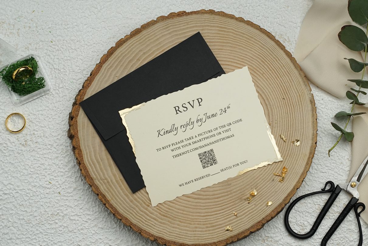 Faire Part Mariage Mini Noir Eclat Doré