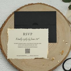 Faire Part Mariage Mini Noir Eclat Doré