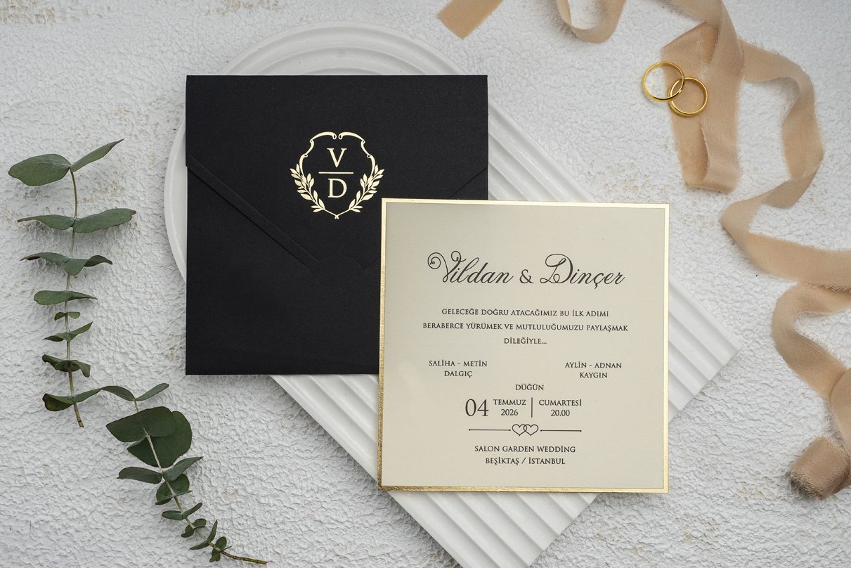Faire Part Mariage Noir Encre d'Amour