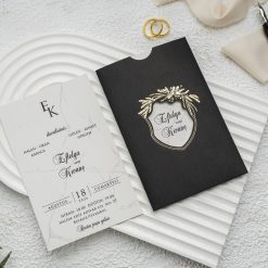 Faire Part Mariage Noir Finition Dorée