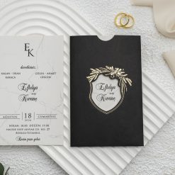 Faire Part Mariage Noir Finition Dorée