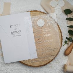 Faire Part Mariage Plexiglass Blanc Sceau Central