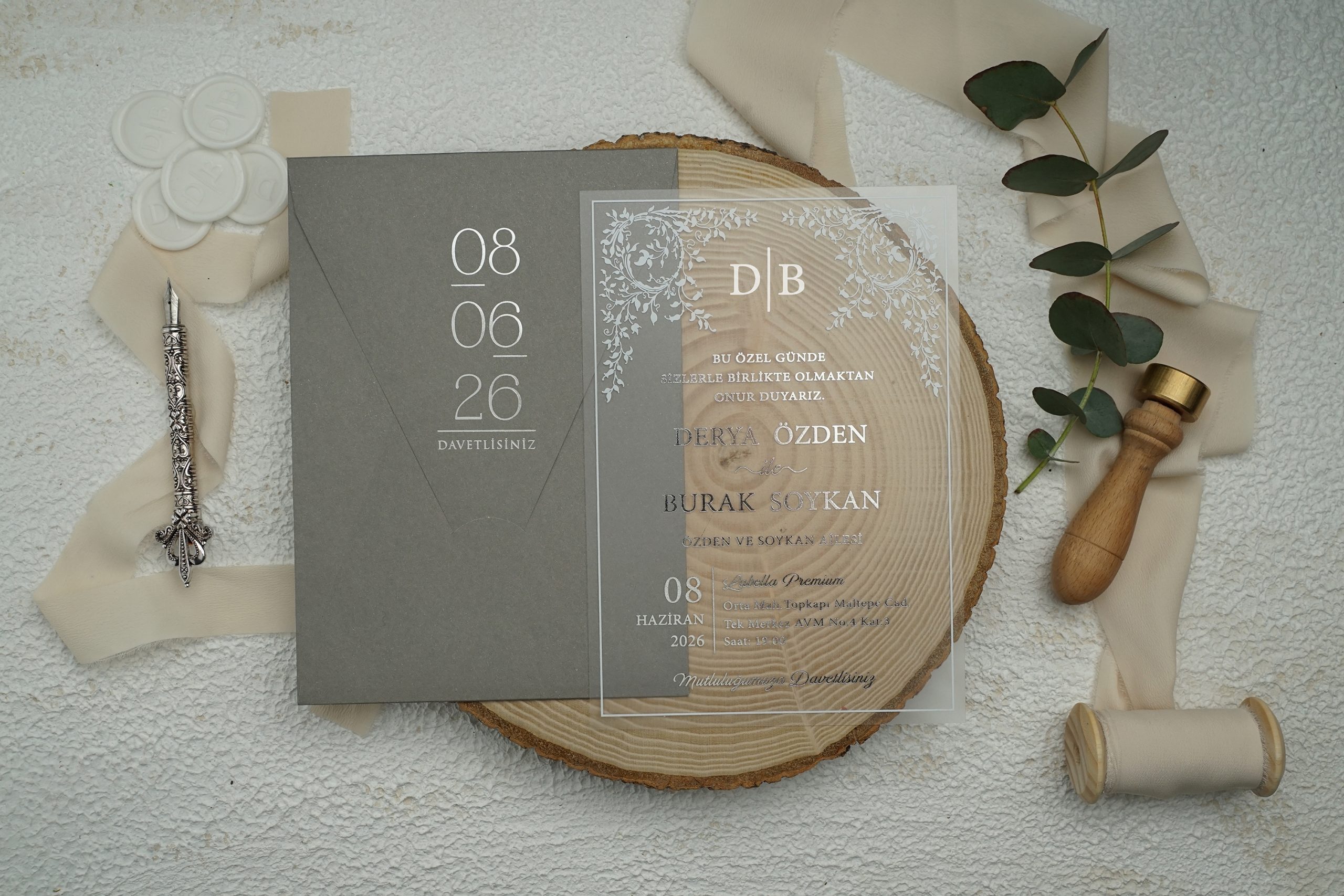 Faire Part Mariage Plexiglass Gris