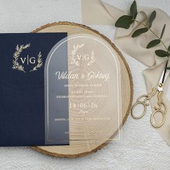 Faire Part Mariage Transparent Arrondi Bleu