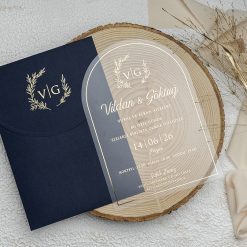 Faire Part Mariage Transparent Arrondi Bleu