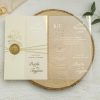Faire Part Mariage Transparent Beige Branche Dorée