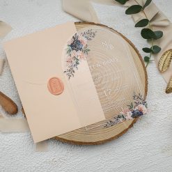 Faire Part Mariage Transparent Floral Avec Sceau