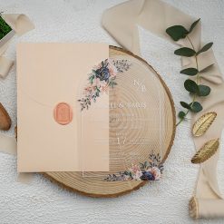 Faire Part Mariage Transparent Floral Avec Sceau