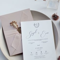 Faire Part Mariage Ruban avec Bouquet Fleuri