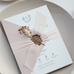 Faire Part Mariage Ruban avec Bouquet Fleuri