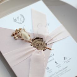 Faire Part Mariage Ruban avec Bouquet Fleuri
