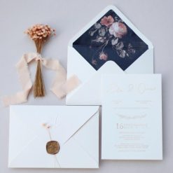 Faire Part Mariage avec Sceau de Cire et Motifs Floraux