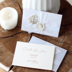 Faire Part Mariage Format Réduit Chic avec Sceau de Cire et Ruban