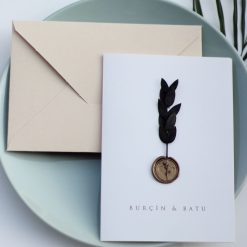 Faire Part Mariage Moderne avec Sceau de Cire et Feuillage