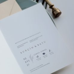 Faire Part Mariage Moderne avec Sceau de Cire et Feuillage