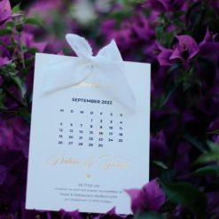 Faire Part Mariage Élégant avec Calendrier et Ruban