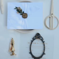 Faire Part Mariage Moderne avec Sceau de Cire et Feuillage