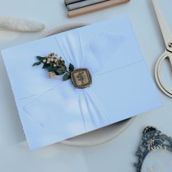 Faire Part Mariage Moderne avec Sceau de Cire et Feuillage