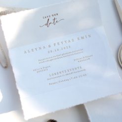 Faire Part Mariage Élégant avec Sceau de Cire et Ruban Blanc