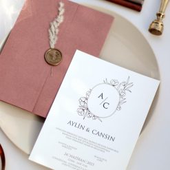 Faire Part Mariage Monogramme Élégant et Sceau de Cire
