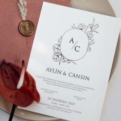 Faire Part Mariage Monogramme Élégant et Sceau de Cire