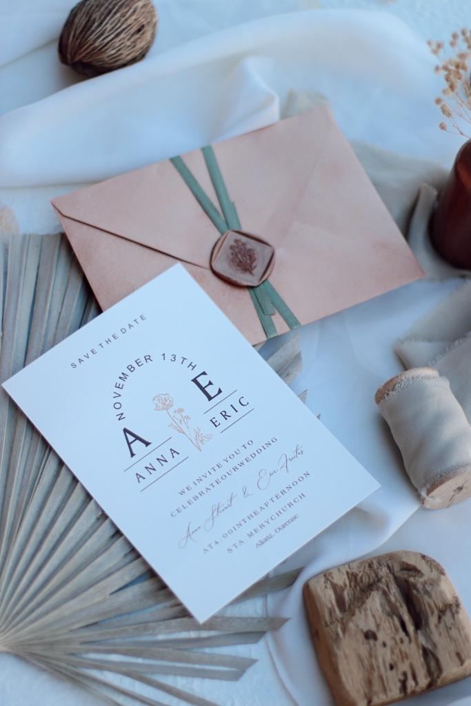 Faire Part Mariage avec Enveloppe et Sceau de Cire