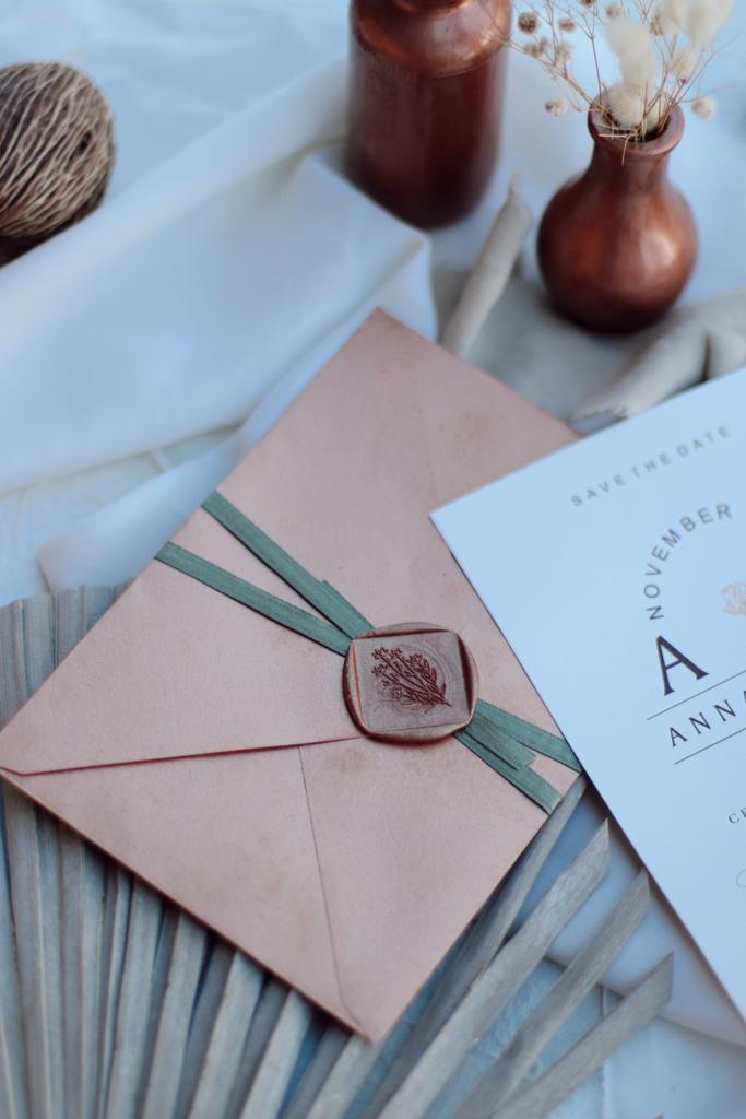 Faire Part Mariage avec Enveloppe et Sceau de Cire