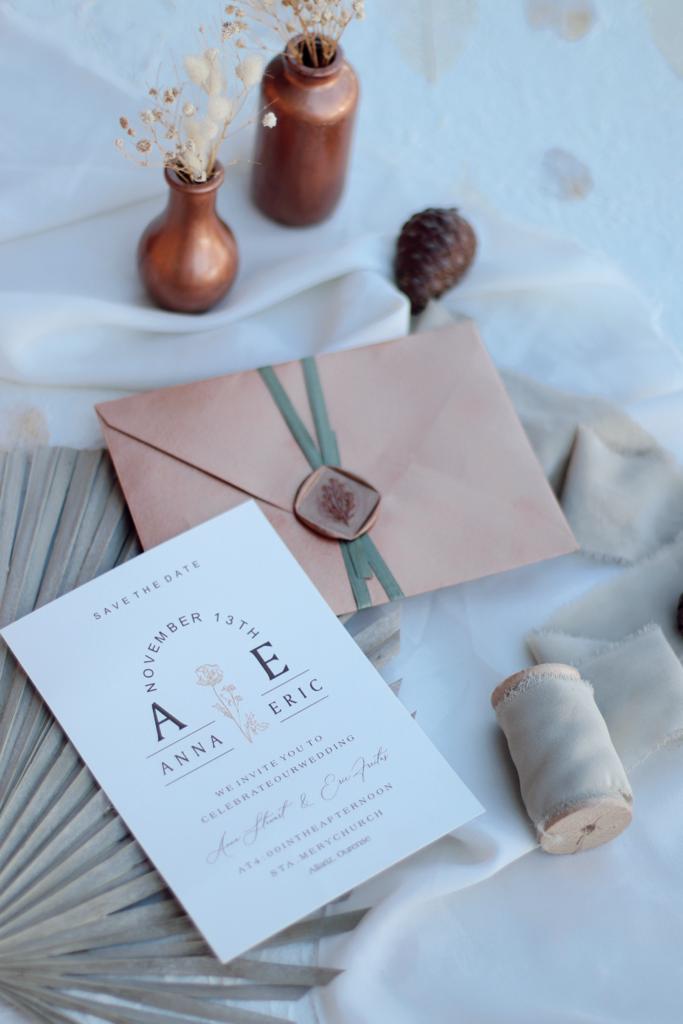 Faire Part Mariage avec Enveloppe et Sceau de Cire