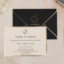 Faire Part Mariage Noir et Doré